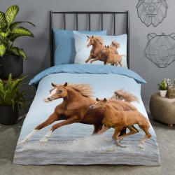 Good Morning Kinder-Bettwäsche-Set FREE 140x200/220 cm Braun und Blau