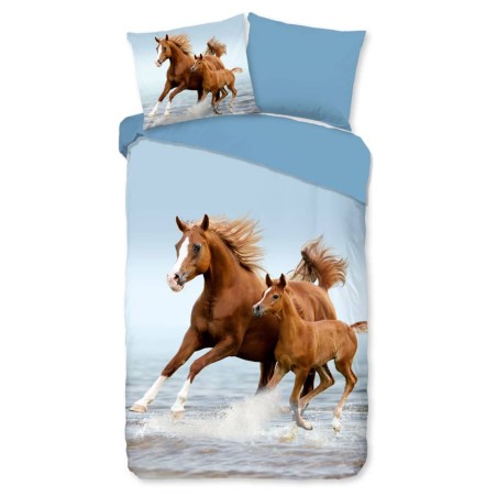 Good Morning Kinder-Bettwäsche-Set FREE 140x200/220 cm Braun und Blau