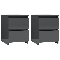 vidaXL Nachttische 2 Stk. Hochglanz-Grau 30×30×40 cm Holzwerkstoff