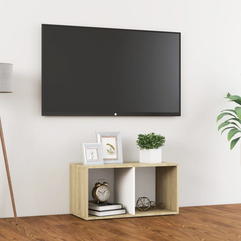vidaXL TV-Schrank Weiß Sonoma-Eiche 72x35x36,5 cm Holzwerkstoff vidaXL TV-Schrank Weiß Sonoma-Eiche 72x35x36,5 cm Holzwerkstoff
