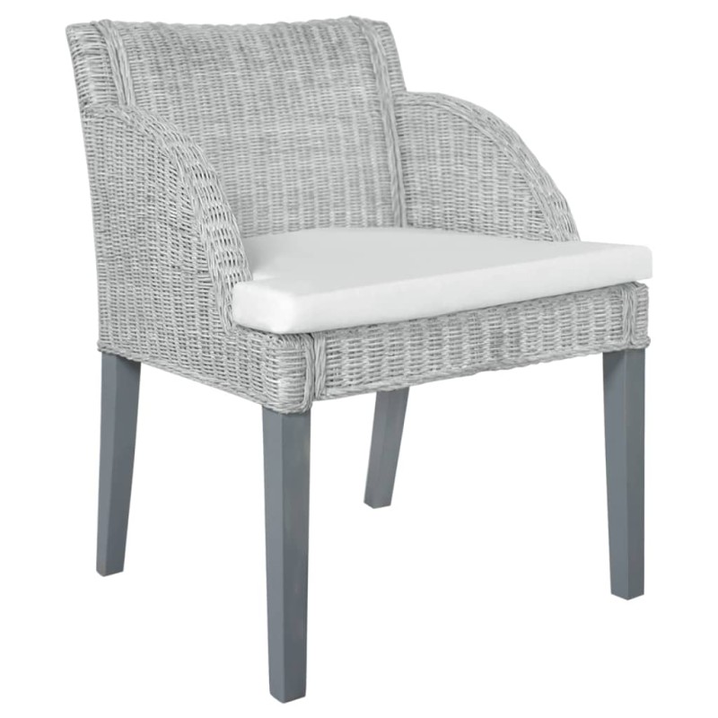 Esszimmerstuhl mit Kissen Grau Natur Rattan Esszimmerstuhl mit Kissen Grau Natur Rattan