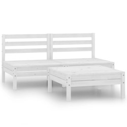vidaXL 3-tlg. Garten-Lounge-Set Kiefer Massivholz Weiß
