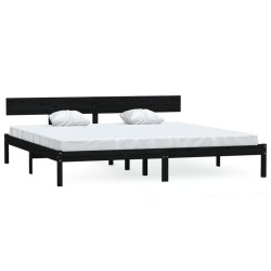 vidaXL Massivholzbett Schwarz Kiefer 200x200 cm
