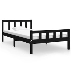 vidaXL Massivholzbett Schwarz 90x200 cm