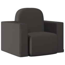 2-in-1 Kindersofa Schwarz Kunstleder