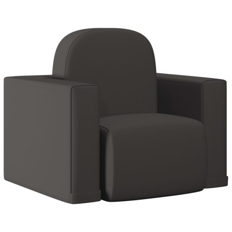 2-in-1 Kindersofa Schwarz Kunstleder
