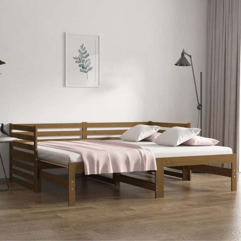 vidaXL Tagesbett Ausziehbar Honigbraun 2x(80x200) cm Massivholz Kiefer vidaXL Tagesbett Ausziehbar Honigbraun 2x(80x200) cm Massivholz Kiefer