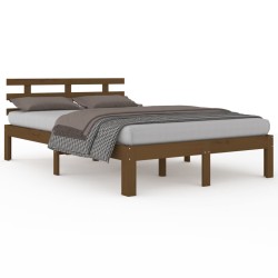 vidaXL Massivholzbett Honigbraun 135x190 cm