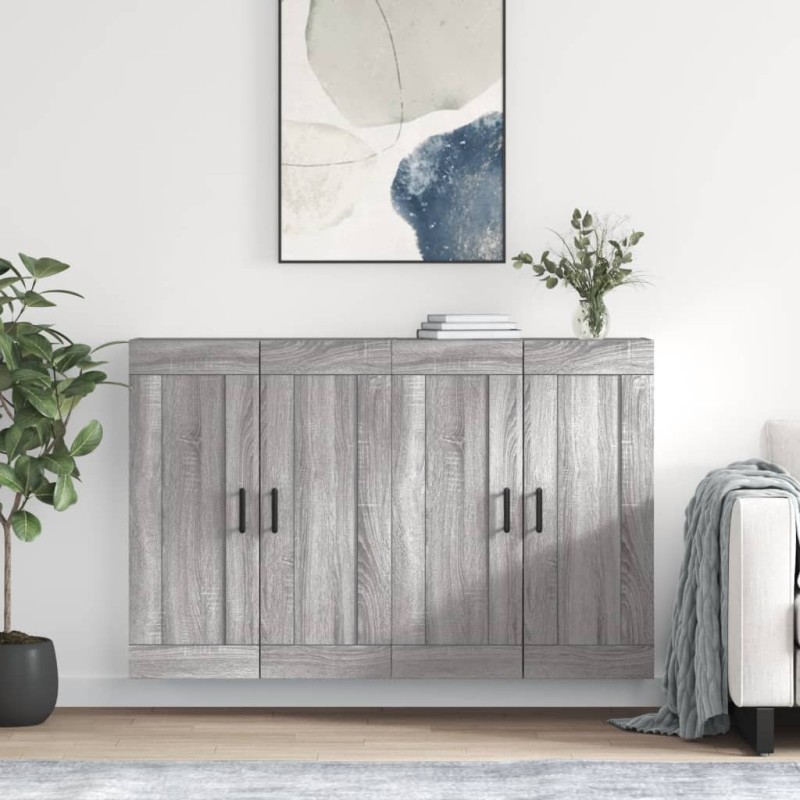 Wandschränke 2 Stk. Grau Sonoma Holzwerkstoff Wandschränke 2 Stk. Grau Sonoma Holzwerkstoff