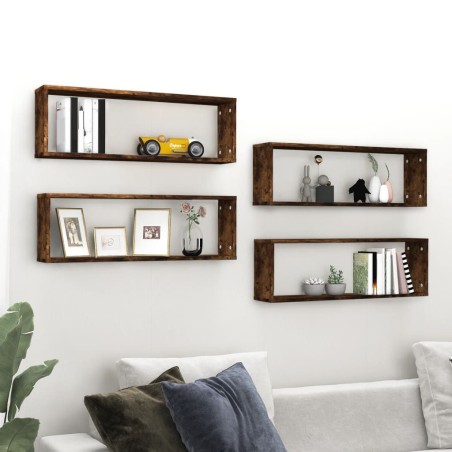 vidaXL Wandregale 4 Stk. Räuchereiche 80x15x26,5 cm Holzwerkstoff