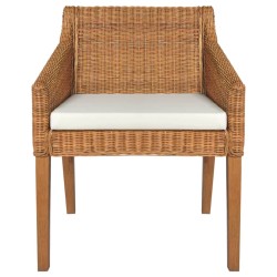 Esszimmerstuhl mit Kissen Hellbraun Natur Rattan