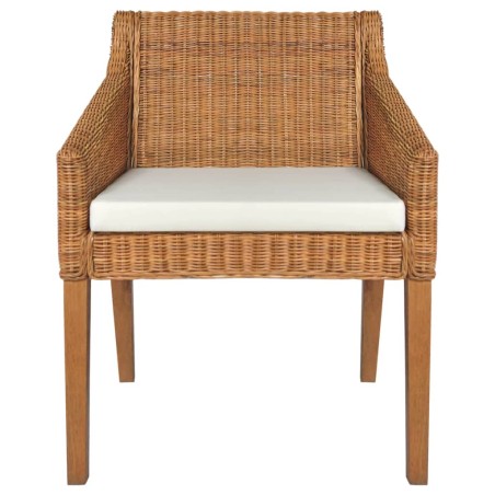Esszimmerstuhl mit Kissen Hellbraun Natur Rattan