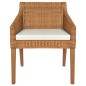 Esszimmerstuhl mit Kissen Hellbraun Natur Rattan Esszimmerstuhl mit Kissen Hellbraun Natur Rattan