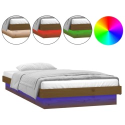 vidaXL Massivholzbett mit LEDs Honigbraun 75x190 cm