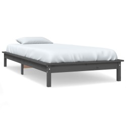 vidaXL Massivholzbett Grau 75x190 cm Kiefer