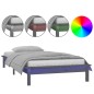 vidaXL Massivholzbett mit LEDs Grau 75x190 cm vidaXL Massivholzbett mit LEDs Grau 75x190 cm