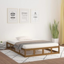 vidaXL Massivholzbett Honigbraun 200x200 cm