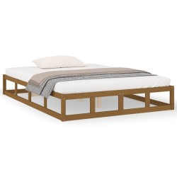 vidaXL Massivholzbett Honigbraun 200x200 cm