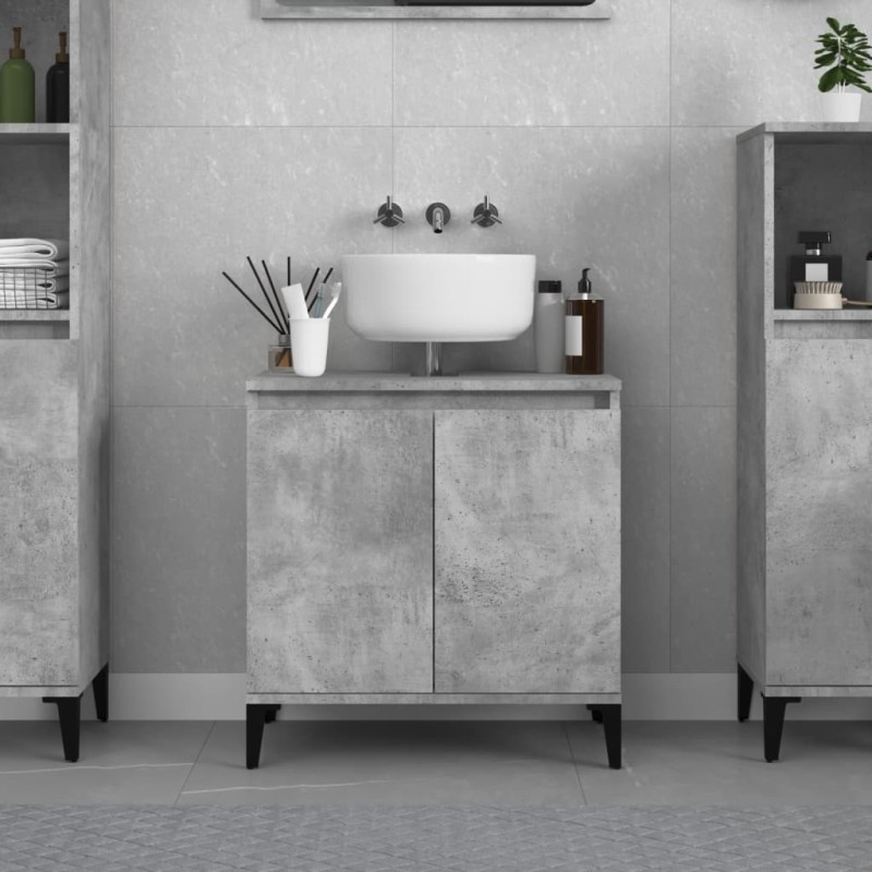 vidaXL Waschbeckenunterschrank Betongrau 58x33x60 cm Holzwerkstoff vidaXL Waschbeckenunterschrank Betongrau 58x33x60 cm Holzwerkstoff