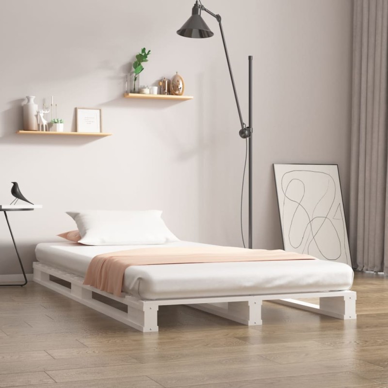 vidaXL Palettenbett Weiß 75x190 cm Massivholz Kiefer vidaXL Palettenbett Weiß 75x190 cm Massivholz Kiefer