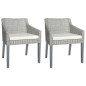 Esszimmerstühle mit Kissen 2 Stk. Grau Natur Rattan Esszimmerstühle mit Kissen 2 Stk. Grau Natur Rattan