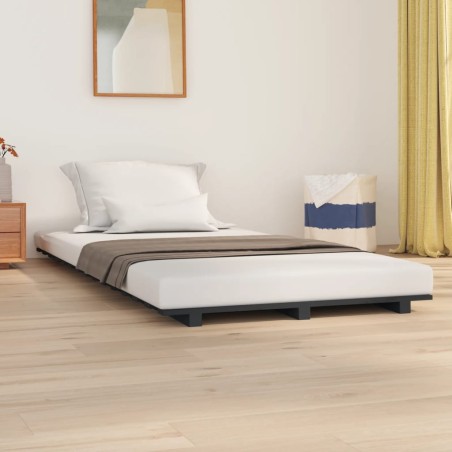 vidaXL Massivholzbett Grau 75x190 cm Kiefer