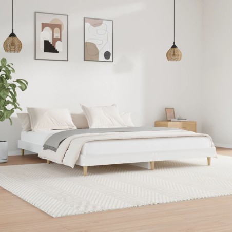 vidaXL Bettgestell Hochglanz-Weiß 150x200 cm Holzwerkstoff