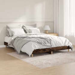 vidaXL Bettgestell Räuchereiche 135x190 cm Holzwerkstoff