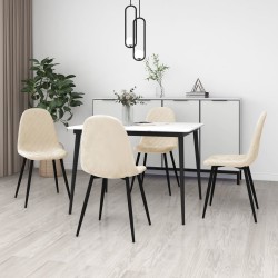 Esszimmerstühle 4 Stk. Cremeweiß Samt