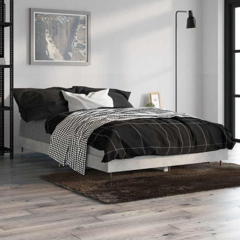 vidaXL Bettgestell Betongrau 120x190 cm Holzwerkstoff vidaXL Bettgestell Betongrau 120x190 cm Holzwerkstoff