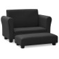 Kindersofa mit Hocker Schwarz Kunstleder Kindersofa mit Hocker Schwarz Kunstleder