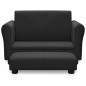 Kindersofa mit Hocker Schwarz Kunstleder Kindersofa mit Hocker Schwarz Kunstleder