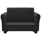 Kindersofa mit Hocker Schwarz Kunstleder Kindersofa mit Hocker Schwarz Kunstleder
