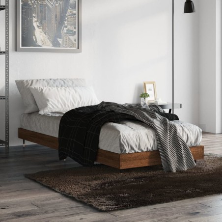 vidaXL Bettgestell Braun Eichen-Optik 75x190 cm Holzwerkstoff