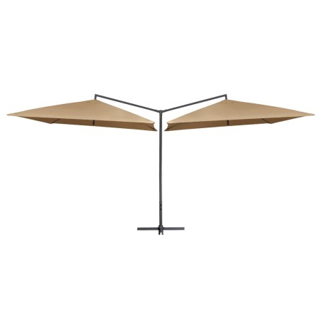 vidaXL Doppelsonnenschirm mit Stahlmast 250×250 cm Taupe 