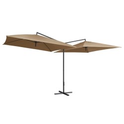 vidaXL Doppelsonnenschirm mit Stahlmast 250×250 cm Taupe 
