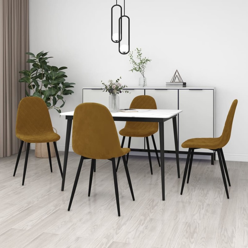 vidaXL Esszimmerstühle 4 Stk. Braun Samt vidaXL Esszimmerstühle 4 Stk. Braun Samt