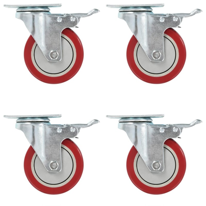 vidaXL Lenkrollen mit Doppelbremsen 4 Stk. 100 mm vidaXL Lenkrollen mit Doppelbremsen 4 Stk. 100 mm