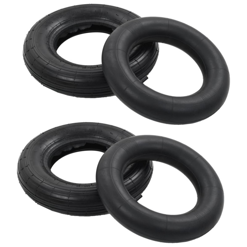 vidaXL 4-tlg. Schubkarrenreifen und Schlauch-Set 3.50-8 4PR Gummi vidaXL 4-tlg. Schubkarrenreifen und Schlauch-Set 3.50-8 4PR Gummi