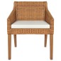 Esszimmerstühle mit Kissen 2 Stk. Hellbraun Natur Rattan Esszimmerstühle mit Kissen 2 Stk. Hellbraun Natur Rattan