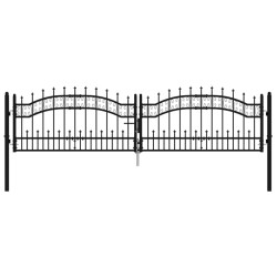 vidaXL Zauntor mit Speerspitzen Schwarz 305x120 cm Stahl