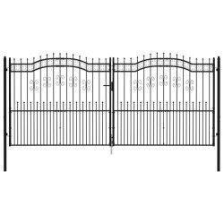 vidaXL Zauntor mit Speerspitzen Schwarz 406x223 cm Stahl