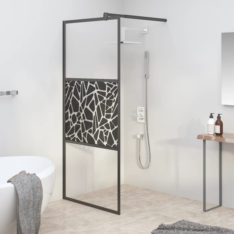vidaXL Duschwand für Walk-In Dusche 80x195 cm ESG Steindesign Schwarz vidaXL Duschwand für Walk-In Dusche 80x195 cm ESG Steindesign Schwarz