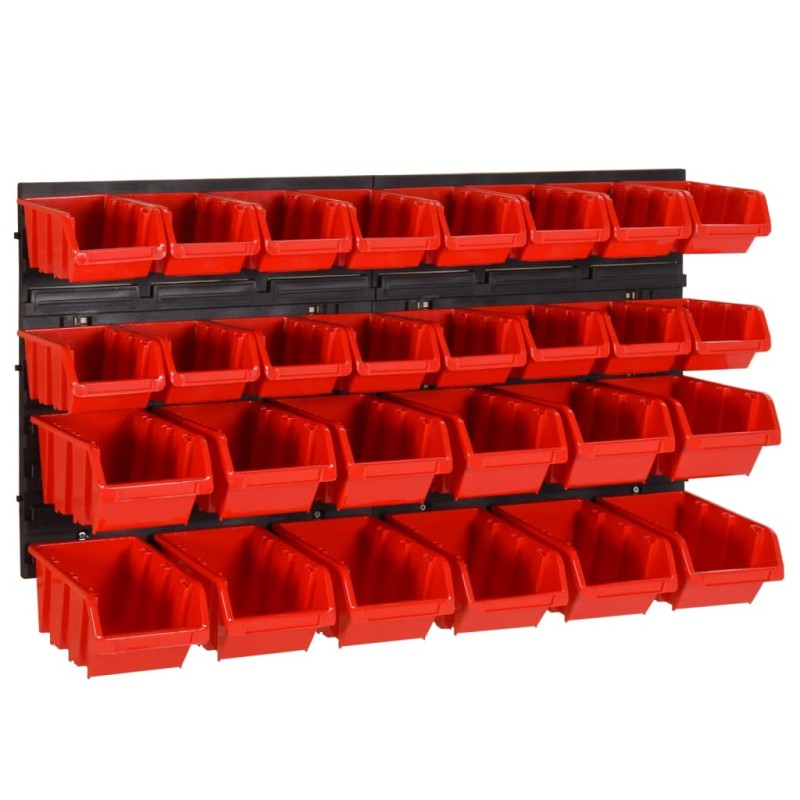 vidaXL 30-tlg Stapelboxen-Wandregal Rot & Schwarz 77x39cm Polypropylen vidaXL 30-tlg Stapelboxen-Wandregal Rot & Schwarz 77x39cm Polypropylen