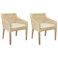 Esszimmerstühle mit Kissen 2 Stk. Natur Rattan Esszimmerstühle mit Kissen 2 Stk. Natur Rattan