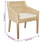 Esszimmerstühle mit Kissen 2 Stk. Natur Rattan Esszimmerstühle mit Kissen 2 Stk. Natur Rattan