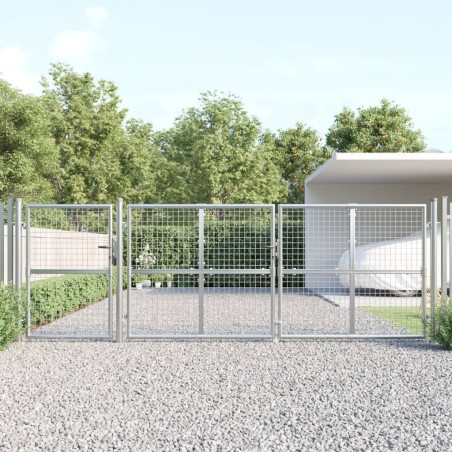 vidaXL Mesh-Gartentor Silbern 400x175 cm Verzinkter Stahl