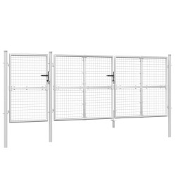 vidaXL Mesh-Gartentor Silbern 400x175 cm Verzinkter Stahl