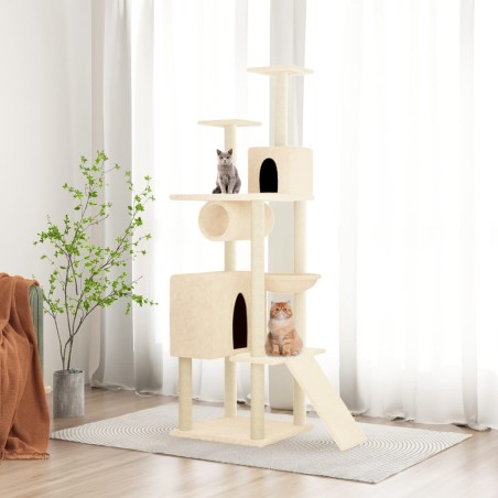 vidaXL Kratzbaum mit Sisal-Kratzsäulen Creme 168 cm