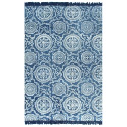 vidaXL Kelim-Teppich Baumwolle 160x230 cm mit Muster Blau